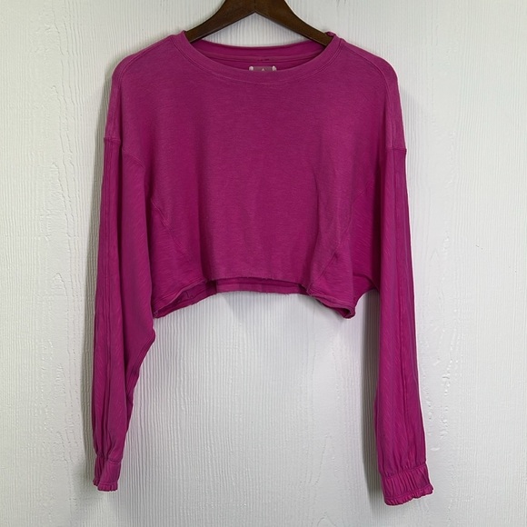 Free People - Movement Surfside Living Magenta Pink Cropped Overside Top Size XS - Picture 10 of 15